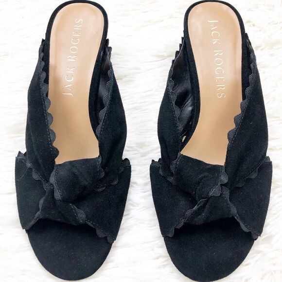 Jack Rogers Holly Black Suede Mule Sandals 6 - Picture 2 of 6